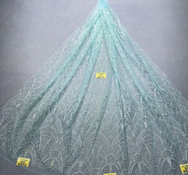 LC3664 Moonlight Floral Glitter Tulle Fabric