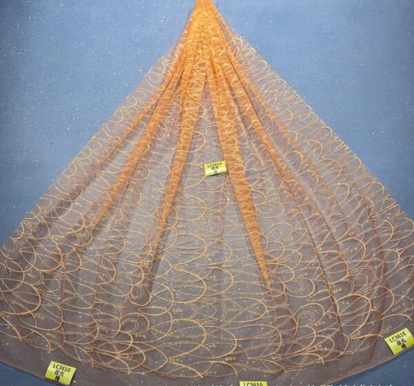 LC3616 Moonlight Floral Glitter Tulle Fabric