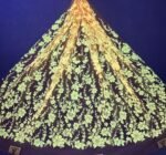 LC3622 Moonlight Floral Glitter Tulle Fabric