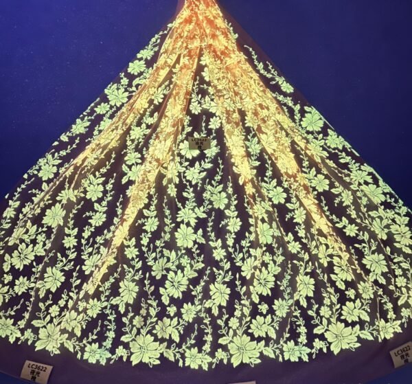 LC3622 Moonlight Floral Glitter Tulle Fabric