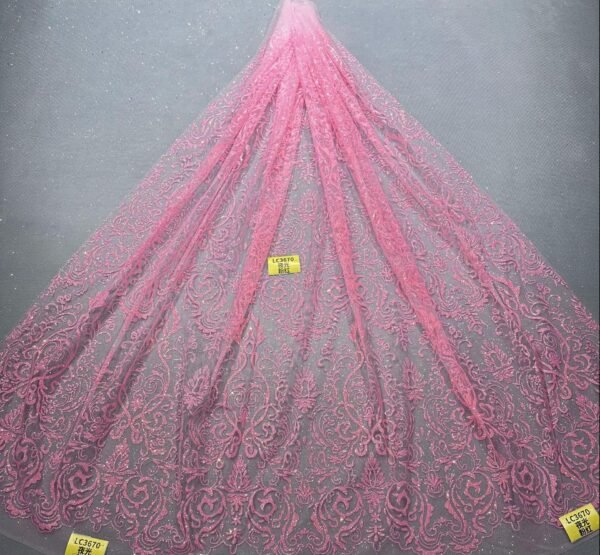 LC3670 Moonlight Floral Glitter Tulle Fabric