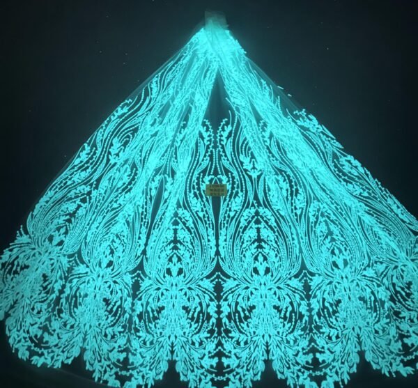 LC3636 Moonlight Floral Glitter Tulle Fabric