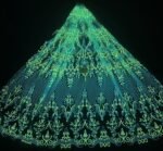 LC3639 Moonlight Floral Glitter Tulle Fabric