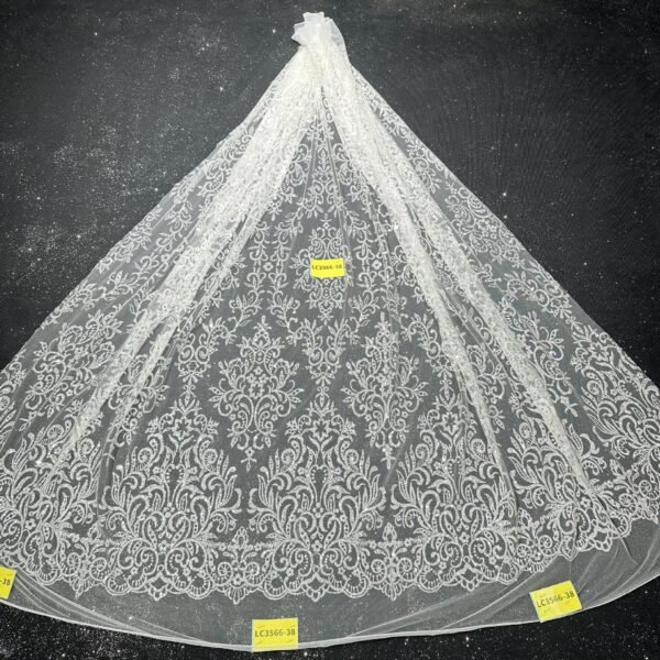 LC3566-38 Pure Silver Bridal Glitter Lace