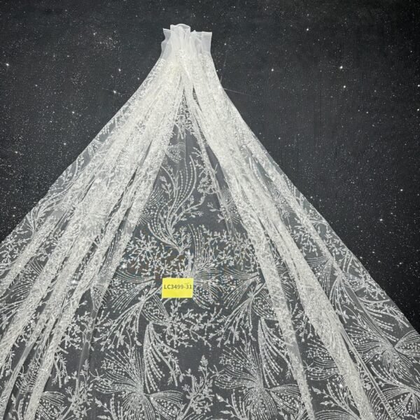 LC3499-31 Pure Silver Bridal Glitter Lace