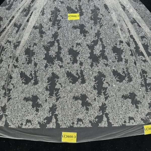 LC3600-3 Pure Silver Bridal Glitter Lace