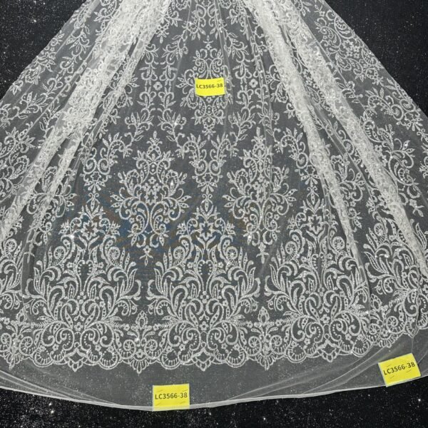 LC3566-38 Pure Silver Bridal Glitter Lace