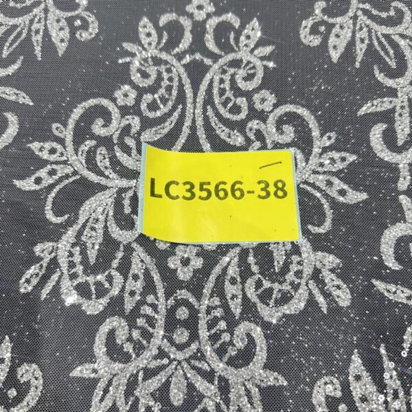 LC3566-38 Pure Silver Bridal Glitter Lace