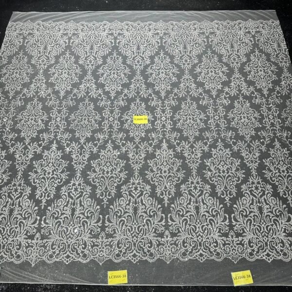 LC3566-38 Pure Silver Bridal Glitter Lace