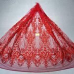 LC7644 Custom 3D Embellished Tulle Fabric