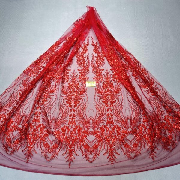 LC7644 Custom 3D Embellished Tulle Fabric