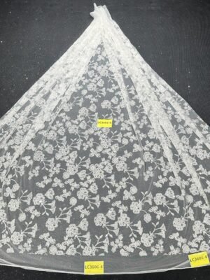 LC3606-4 Pure Silver Bridal Glitter Lace
