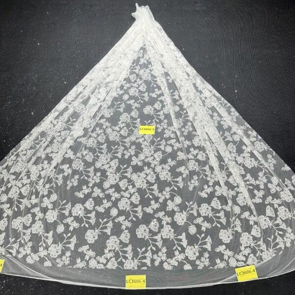 LC3606-4 Pure Silver Bridal Glitter Lace
