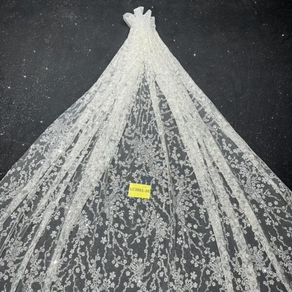 LC3501-30 Pure Silver Bridal Glitter Lace