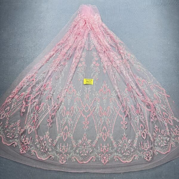 LC7672 Custom 3D Embellished Tulle Fabric