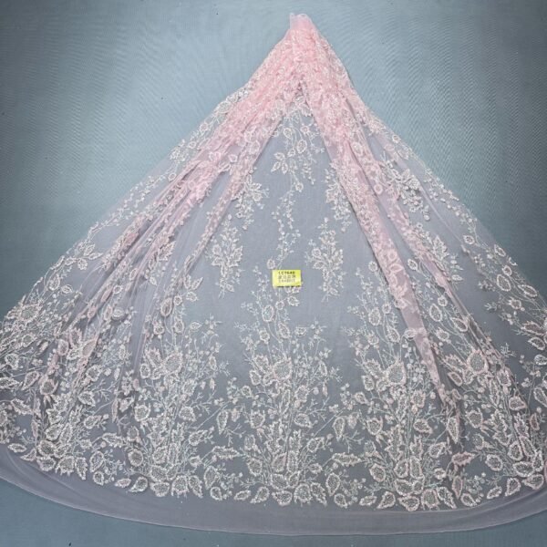 LC7640 Custom 3D Embellished Tulle Fabric