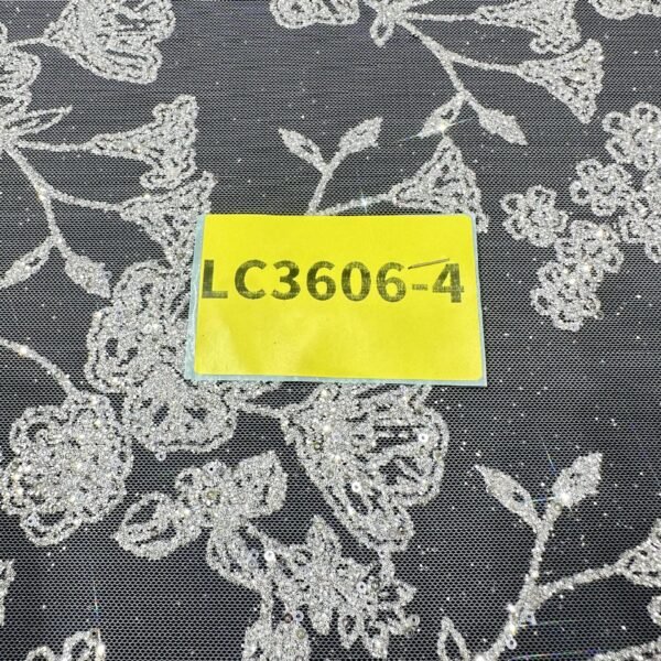LC3606-4 Pure Silver Bridal Glitter Lace