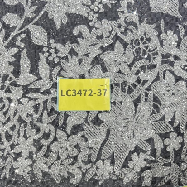 LC3472-37 Pure Silver Bridal Glitter Lace