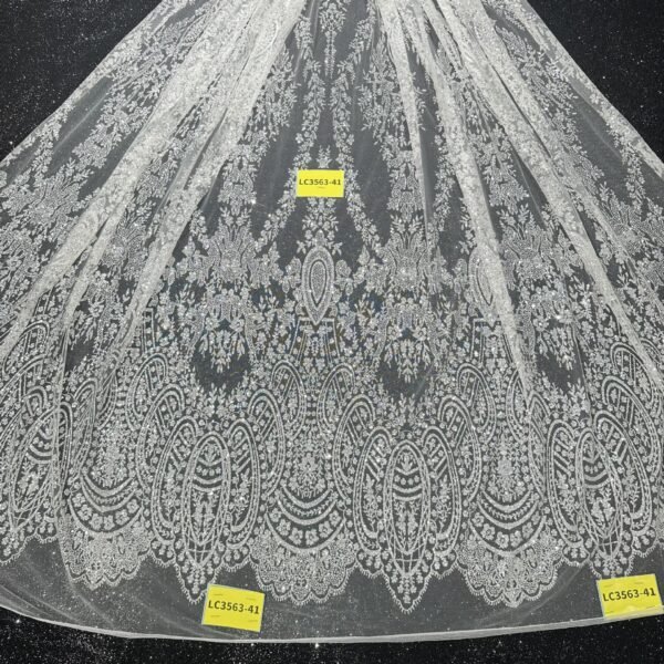 LC3563-41 Pure Silver Bridal Glitter Lace