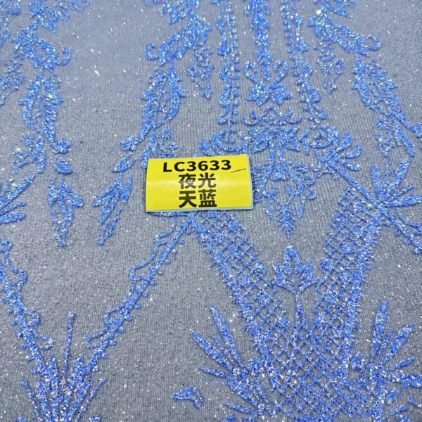 LC3633 Moonlight Floral Glitter Tulle Fabric