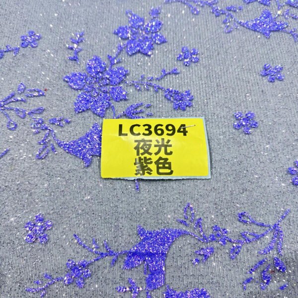 LC3594 Moonlight Floral Glitter Tulle Fabric
