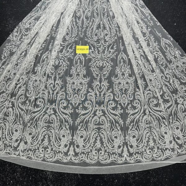 LC3585-28 Pure Silver Bridal Glitter Lace