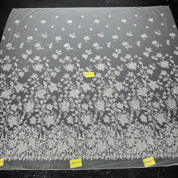 LC3472-37 Pure Silver Bridal Glitter Lace
