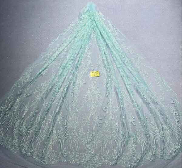 LC3633 Moonlight Floral Glitter Tulle Fabric