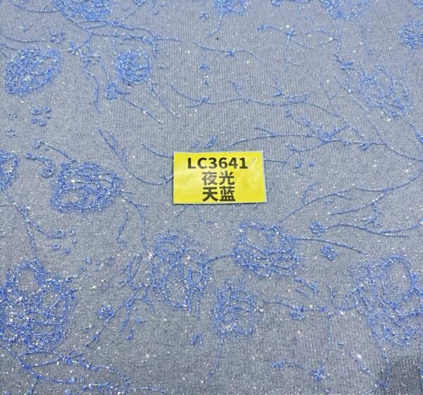 LC3641 Moonlight Floral Glitter Tulle Fabric