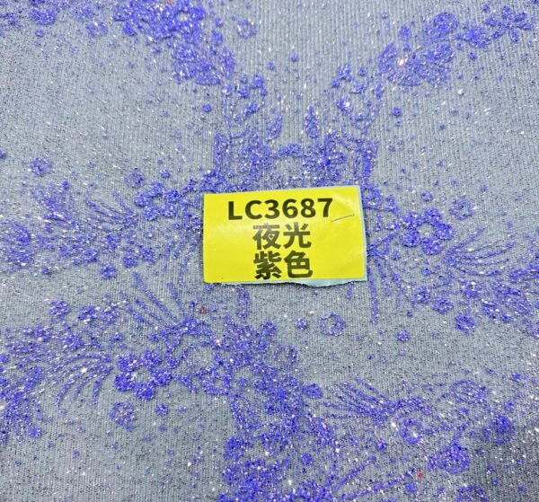 LC3687 Moonlight Floral Glitter Tulle Fabric
