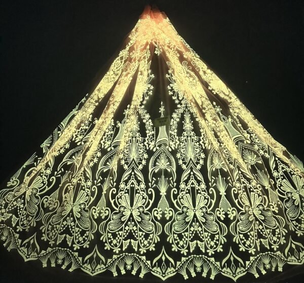 LC3634 Moonlight Floral Glitter Tulle Fabric