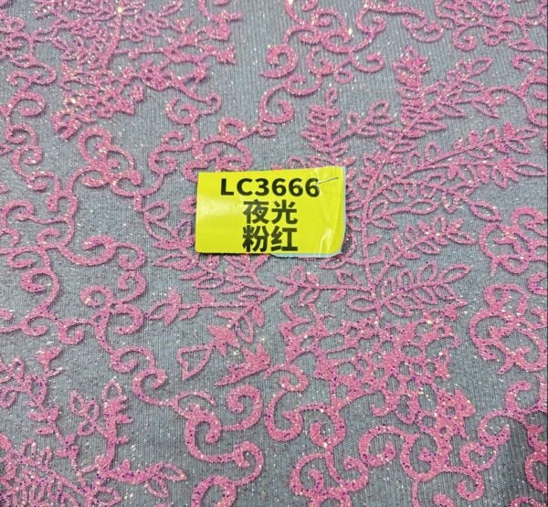 LC3666 Moonlight Floral Glitter Tulle Fabric