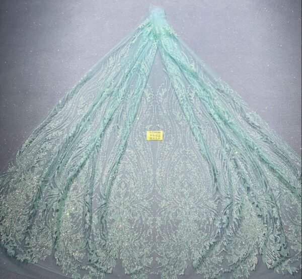 LC3636 Moonlight Floral Glitter Tulle Fabric