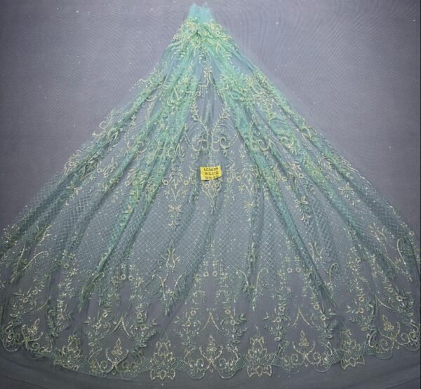 LC3639 Moonlight Floral Glitter Tulle Fabric