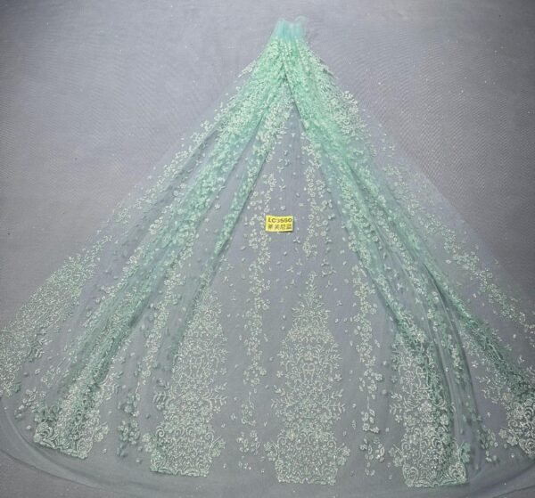 LC3550 Moonlight Floral Glitter Tulle Fabric