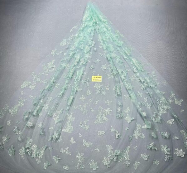 LC3306 Moonlight Floral Glitter Tulle Fabric