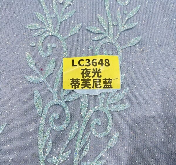 LC3648 Moonlight Floral Glitter Tulle Fabric