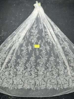 LC3238-35 Pure Silver Bridal Glitter Lace