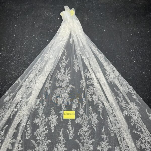 LC3238-35 Pure Silver Bridal Glitter Lace