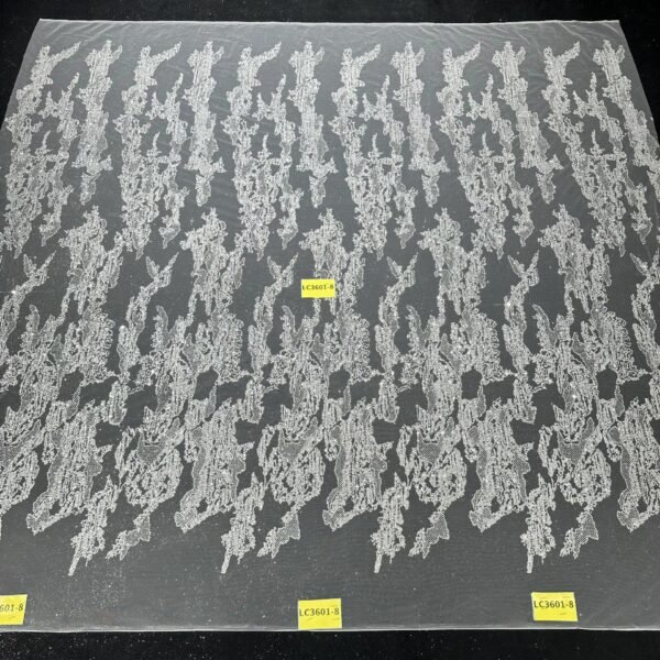 LC3601-8 Pure Silver Bridal Glitter Lace