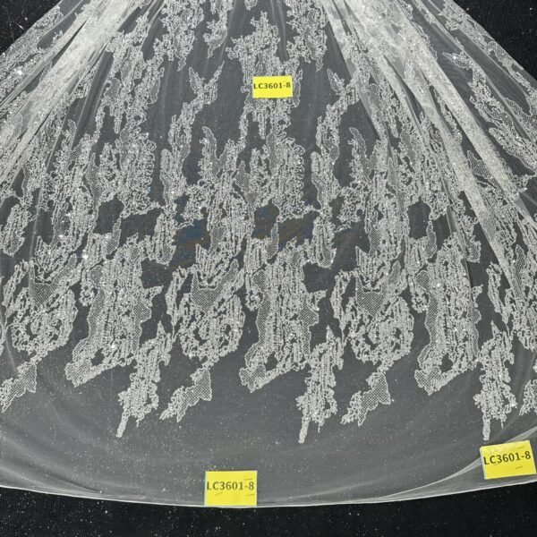 LC3601-8 Pure Silver Bridal Glitter Lace