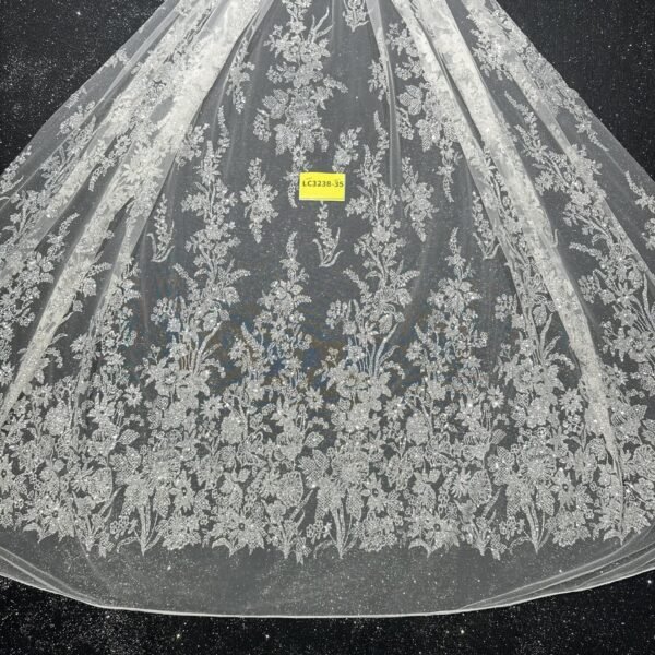 LC3238-35 Pure Silver Bridal Glitter Lace