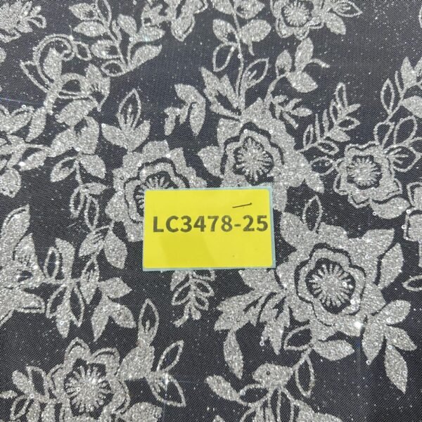 LC3478-25 Pure Silver Bridal Glitter Lace