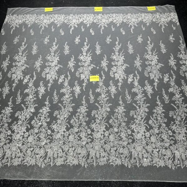 LC3238-35 Pure Silver Bridal Glitter Lace