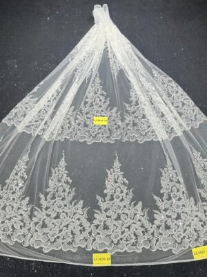 LC3426-16 Pure Silver Bridal Glitter Lace