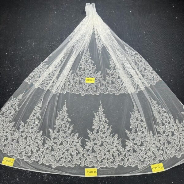 LC3426-16 Pure Silver Bridal Glitter Lace