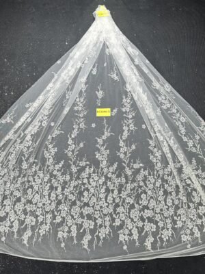 LC3396-6 Pure Silver Bridal Glitter Lace