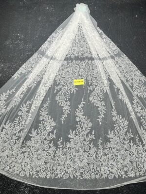 LC3470-36 Pure Silver Bridal Glitter Lace