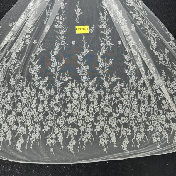 LC3396-6 Pure Silver Bridal Glitter Lace