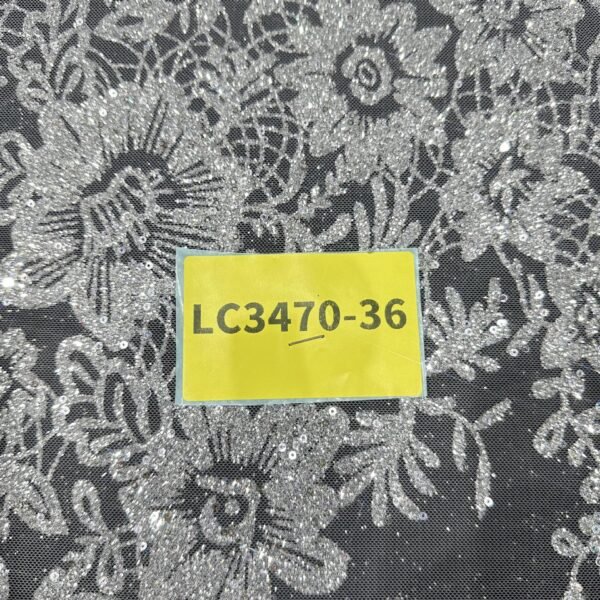 LC3470-36 Pure Silver Bridal Glitter Lace
